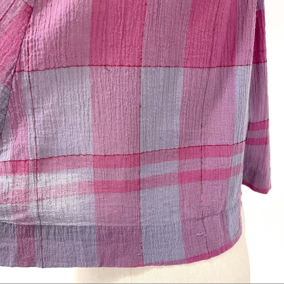 Anthropologie Holding Horses Pink Purple Plaid Top - Picture 7 of 8